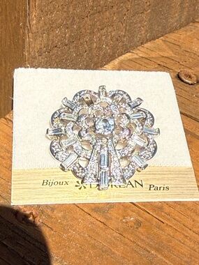 Vintage D'Orlan rhodium-plated silver-tone Swarovski Crystals Brooch